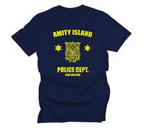 GP-Tees Amity Police Classic Movie Film Inspired Premium Quality Modern Fit T-Shirt Top for Men (Navy - Medium)