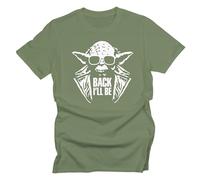 GP-Tees Back I'll Be Yoda Space Wars Sci Fi Movie Film Inspired Premium Quality Modern Fit T-Shirt Top for Men (Military Green - Large)