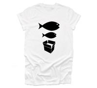 GP-Tees Big Fish Little Fish Funny Premium Quality Loose Fit T-Shirt Top for Ladies (White - Medium)