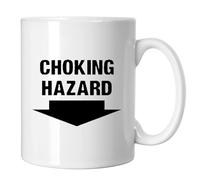 GP-Tees Choking Hazard Funny Rude Humour Novelty Ceramic Mugs for Men, Women, Home & Work