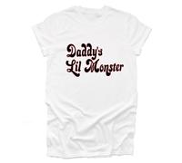 GP-Tees Daddys Lil Monster Super Hero Movie & Comic Book Fan Premium Quality Loose Fit T-Shirt Top for Ladies - White / 8-10