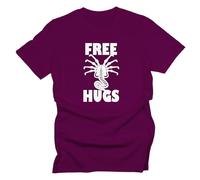 GP-Tees Free Hugs Alien Classic Horror Movie Inspired Premium Quality Modern Fit T-Shirt Top for Men - Red/XXL