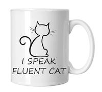 GP-Tees I Speak Fluent Cat Cool Novelty Ceramic Mugs for Men, Women, Home & Work