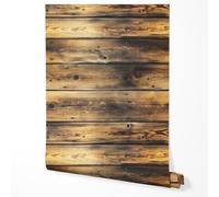 GP TONER Non-Woven Wallpaper Wood Effect Horizontal Planks Rustic Dark Vintage Natural Texture Brown Boards Design Living Room Bedroom Kitchen Hallway UV-Resistant Wallpaper
