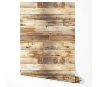 GP TONER Non-Woven Wallpaper Wood Effect Horizontal Planks Rustic Vintage Light Natural Texture Beige Brown Boards Design Living Room Bedroom Kitchen Hallway UV-Resistant Wallpaper