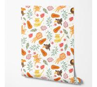 GP TONER Wallpaper Safari Animals Jungle Pattern Lion Monkey Tropical Leaves Kids Room wall Decor Modern Design UV-Resistant Non-Woven Wallpaper 394 x 20 in