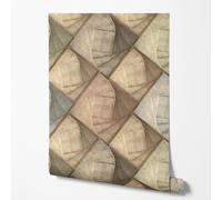 GP TONER Wallpaper Wood Effect Patchwork Beige Grey 3D Look Modern Wooden Panels Geometric wall Covering Living Room Bedroom Kitchen Hallway Office UV-Resistant Non-Woven Wallpaper 394 x 20 in