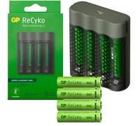 GP USB Battery Charger AA / AAA + 4 AAA Batteries 950mAh Quick Charger