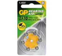 GP ZA10 PR70 Hearing Aid - Button batteries (box of 6 units), yellow color
