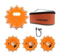 GP9X4B LED Road Flares Emergency Light Rechargeable 3-in-1 Cable Magnetic Base Hooks Carrying Pouch 9 Modes for Car Construction Rescue (4 Pack)