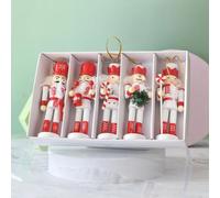 GPANZHIFA A set of 5 Christmas puppets, 13CM nutcracker soldiers, holiday small gift pendants