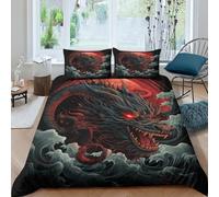 GPARSDDIO Black Dragon Duvet Cover 3 PCS Hotel Quality Quilt Cover Bedding Sets Bed Covers with Pillowcases with Zipper Closure Breathable Stylish Comforter King（220x240cm）