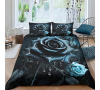 GPARSDDIO Black Rose Duvet Cover 3 PCS Hotel Quality Quilt Cover Bedding Set Bed Covers with Pillowcases with Zipper Closure Breathable Stylish Comforter Double（200x200cm）