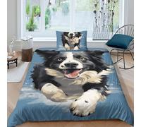 GPARSDDIO Border Collie Duvet Cover Sets 3 PCS Hotel Quality Quilt Cover Bedding Set Bed Covers with Pillowcases with Zipper Closure Breathable Stylish Comforter Single（135x200cm）