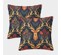 GPARSDDIO Deer Set of 2 Homeware Cushions Invisible Zipper Decorative Throw Pillow Cases for Home Decor Sofa Bedroom 50x50cm