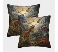 GPARSDDIO Dinosaur Set of 2 Homeware Cushions Invisible Zipper Decorative Throw Pillow Cases for Car Couch Sofa Bedroom Living Room 40x40cm