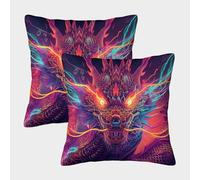 GPARSDDIO Dragon Set of 2 Washable Cushion Cover Invisible Zipper Decorative Throw Pillow Cases for Living Room, Sofa, Bedroom, Home & Hotel 50x50cm