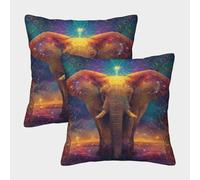 GPARSDDIO Elephant 2pc set Homeware Cushions Invisible Zipper Decorative Throw Pillow for Living Room Bedroom Couch Sofa Chair Outdoor 45x45cm