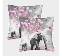 GPARSDDIO Elephant 2pc set Homeware Cushions Invisible Zipper Decorative Throw Pillow for Sofa Bed Couch Chair 45x45cm