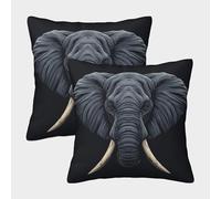 GPARSDDIO Elephant Pack of 2 Square Cushion Covers Invisible Zipper Decorative Pillow Cases for Outdoor Garden 50x50cm