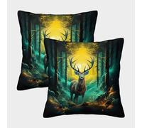 GPARSDDIO Elk Deer 2pc set Homeware Cushions Invisible Zipper Decorative Pillow case for Outdoor Garden 50x50cm