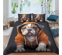 GPARSDDIO English Bulldog Duvet Cover Sets 3 PCS Hotel Quality Quilt Cover Bed Sets Bed Covers with Pillowcases with Zipper Closure Breathable Stylish Comforter Double（200x200cm）