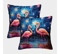 GPARSDDIO Flamingo 2pc set Washable Cushion Cover with Invisible Zipper Decorative Throw Pillow for Home Decor Sofa Bedroom 45x45cm