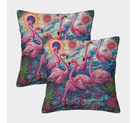 GPARSDDIO Flamingo 2pc set Washable Cushion Cover with Invisible Zipper Decorative Throw Pillow for Sofa Bed Couch Chair 40x40cm