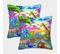 GPARSDDIO Jungle Animals with Invisible Zipper Pack of 2 Square Cushion Covers Decorative Pillow case for Home Decor Sofa Bedroom 45x45cm