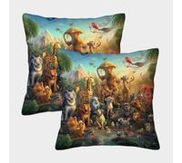GPARSDDIO Jungle Animals with Invisible Zipper Pack of 2 Square Cushion Covers Decorative Pillow case for Sofa Couch Chair Livingroom Bedroom 45x45cm