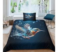 GPARSDDIO Kingfisher Duvet Cover 3 PCS Hotel Quality Quilt Cover Bedding Bed Covers with Pillowcases with Zipper Closure Hypoallergenic Soft Breathable Microfiber Single（135x200cm）