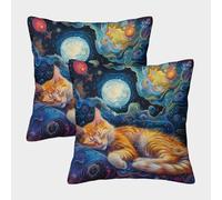 GPARSDDIO Kitten with Invisible Zipper Pack of 2 Square Cushion Covers Decorative Pillow Cases for Sofa Couch Chair Livingroom Bedroom 45x45cm
