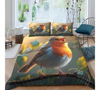 GPARSDDIO Robin Bird Duvet Cover Set 3 PCS Hotel Quality Quilt Cover Bedding Sets Bed Covers with Pillowcases with Zipper Closure Ultra Soft Hypoallergenic Microfiber Double（200x200cm）