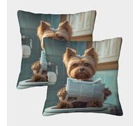 GPARSDDIO Yorkshire Terrier Washable Cushion Cover Set of 2 Invisible Zipper Decorative Pillow case for Bedroom Couch Car 45x45cm