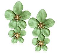 GPASTG Elegant Bohemian Large Metal Double Flower Matt Earring Chic Statement Dangle Drop Wedding Earrings For Women Cute Statement Jewelry Gifts, Metal