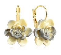 GPASTG Handmade Chic Vivid Cute 3D Flower Leverback Earrings Unique Resin Lotus Rose Flower Dangle Drop Earrings For Women, M, Resin, No Gemstone