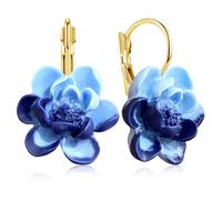 GPASTG Handmade Chic Vivid Cute 3D Flower Leverback Earrings Unique Resin Lotus Rose Flower Dangle Drop Earrings For Women, M, Resin, No Gemstone
