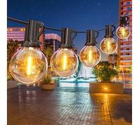GPATIO 30FT Garden Lights Mains Powered, 15+1 Pcs Warm White Plastic Light Bulbs, G40 Outdoor String Lights Waterproof for Garden Party, Wedding, Holiday Decoration etc.
