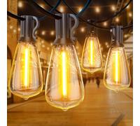 GPATIO Garden Lights 50FT/15M, ST38 Outdoor String Lights, Warm White Waterproof Outdoor Festoon Lights Mains Powered with 25+1 Plastic LED Bulbs for Patio Balcony Party Wedding