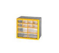 GPC Compartment Storage Box 12 Drawers Grey/Yellow MSB12Z 160 mm x 235 mm x 265 mm (DxHxW)