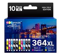 GPC Image Multipack Ink Cartridges Replacement for HP 364XL 364 Compatible with 5510 5520 5522 5524 6510 6520 B8550 C5388 7510 7520 4620 4622 3070A (Black Cyan Magenta Yellow, 10-Pack)