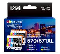 GPC Image 12-Pack PGI 570XL CLI 571XL Ink Cartridges Replacement for Canon 570 571 Compatible with PIXMA MG5700 MG5750 MG5751 MG6850 MG6851 TS5050 TS5051 TS6050 TS6051 (PGBK Black Cyan Magenta Yellow)
