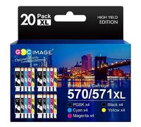 GPC Image 20-Pack Ink Cartridges Replacement for Canon PGI-570XL CLI-571XL Compatible with PIXMA MG5700 MG5750 MG5751 MG6850 MG6851 TS5050 TS5051 TS6050 MG6800 MG6850(PGBK Black Cyan Magenta Yellow)