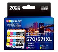 GPC Image 20-Pack Ink Cartridges Replacement for Canon PGI-570XL CLI-571XL Compatible with PIXMA MG5700 MG5750 MG5751 MG6850 MG6851 TS5050 TS5051 TS6050 MG6800 MG6850(PGBK Black Cyan Magenta Yellow)