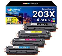GPC Image 203X Toner Cartridges Compatible for HP 203X 203A CF540X for HP Color Laserjet Pro MFP MFP M281fdw M254dw M254nw M281fdn M280nw M281cdw M254dn (Black Cyan Magenta Yellow, 4-Pack)