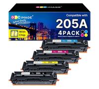 GPC Image 205A Toner Cartridges with Chip Compatible with HP 205 A CF530A CF531A CF532A CF533A for Color LaserJet Pro M180 M180N M181 M181FW M154A M154NW Printer (B/C/M/Y, 4-Pack)