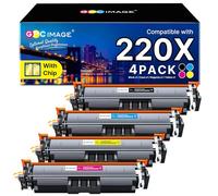 GPC Image 220X Toner Cartridges with Chip Compatible with HP 220X 220A for Color Laserjet Pro MFP 4302dw 4302fdw 4202dw 4202dn 4302fdn, W2200X W2201X W2202X W2203X Multipack (B/C/M/Y, 4 Pack)