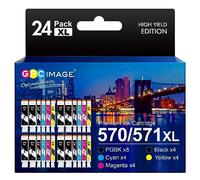 GPC Image 24-Pack PGI-570XL CLI-571XL Compatible Ink Cartridges Replacement for Canon for PIXMA MG5700 MG5750 MG5751 MG6850 MG7750 TS5051 TS6050 TS6051 TS9050 TS9055 (PGBK Black Cyan Magenta Yellow)