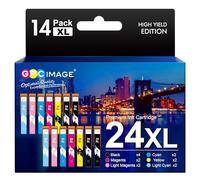 GPC Image 24xl Compatible Ink Cartridges Replacement for Epson 24 XL for Epson Expression Photo XP-970 XP-55 XP-950 XP-860 XP-960 XP-750 XP-760 XP-850 Printer(Black Cyan Magenta Yellow LC LM, 14-Pack)