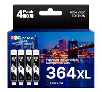 GPC Image 364XL Black Ink Cartridges Replacement for HP 364 Black, 4 Pack | 364XL 364 Cartridge Replacement for PhotoSmart 5510 5520 5524 6510 6520 7520 B110 DeskJet 3520 OfficeJet 4620 (4 Black)